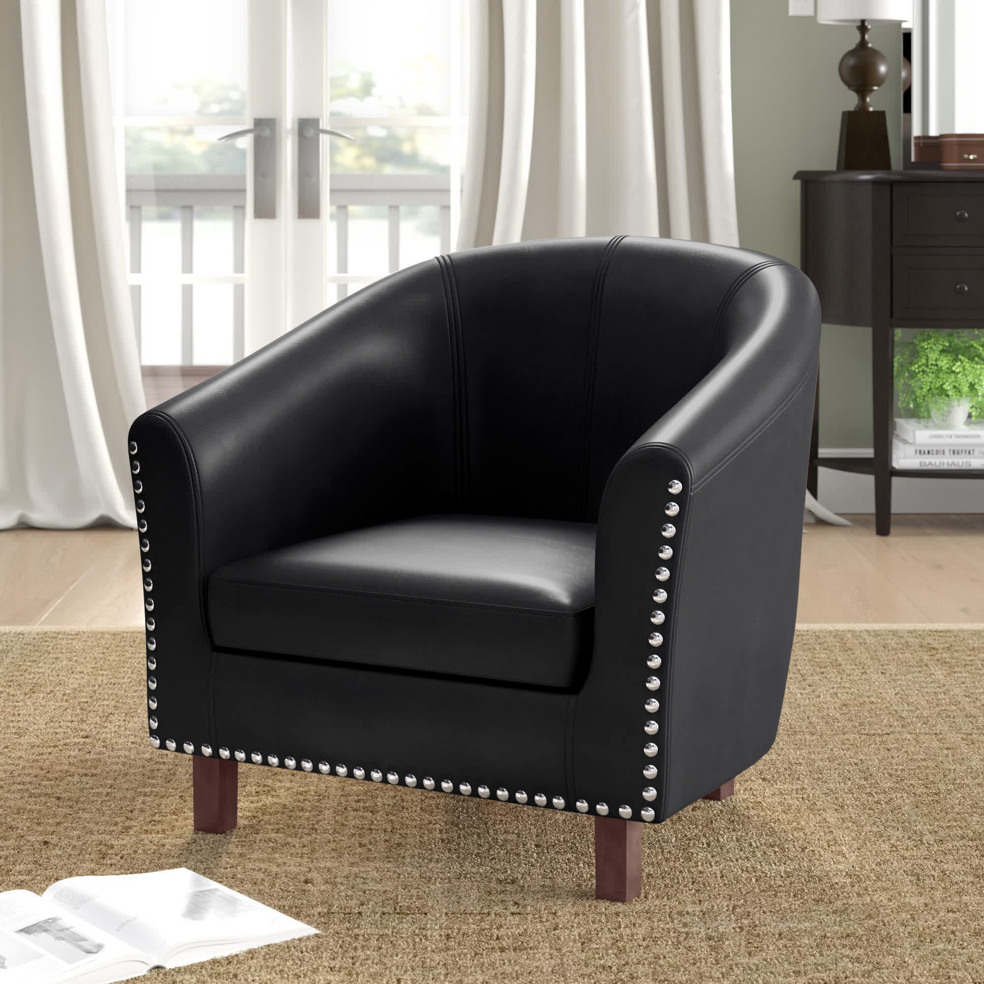 Lawler Mushroom Upholstered Barrel Back Accent Chair