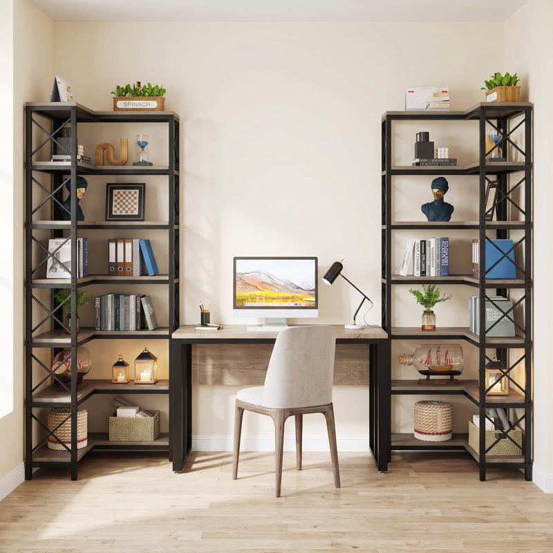 Bibliothèque de coin Zukowski (ensemble de 2), Beige/noir