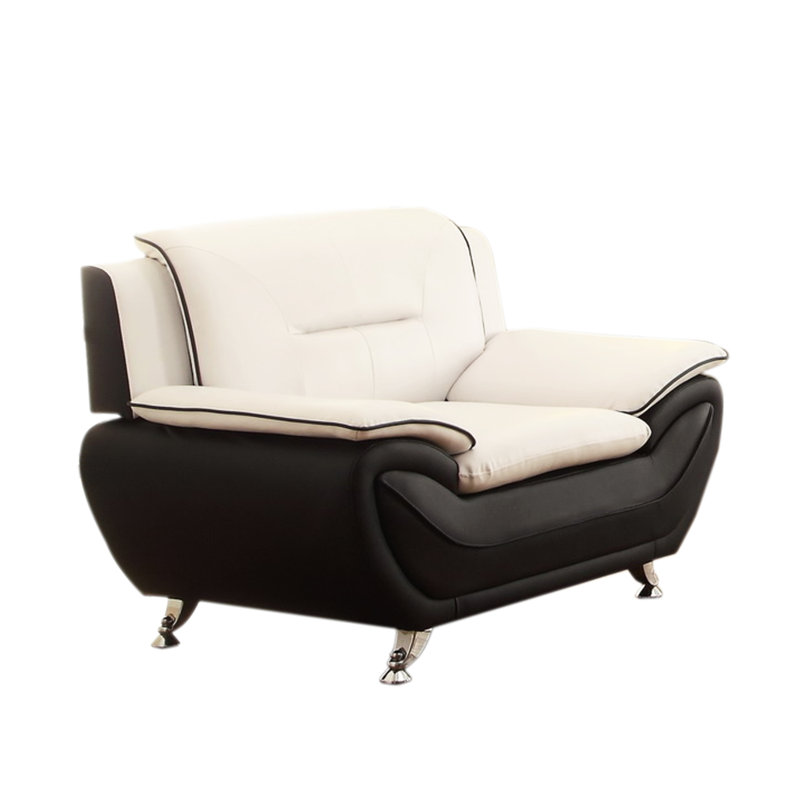 Fauteuil club Hallatrow, d'une largeur de 119,38 cm, Similicuir noir / beige