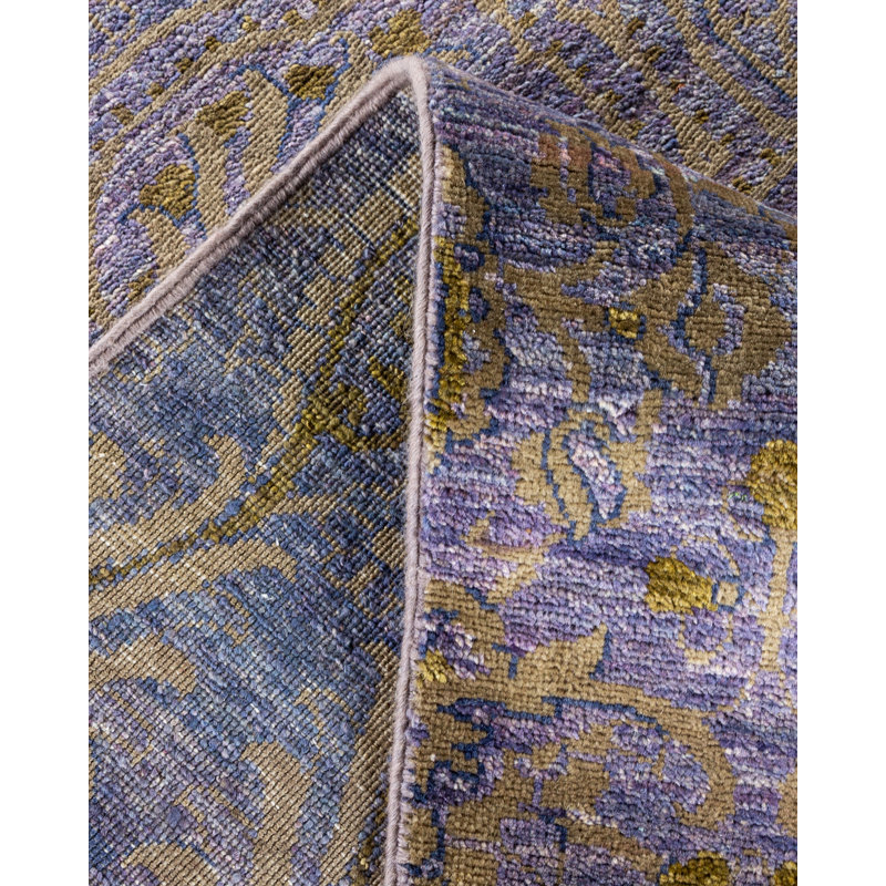 Tapis mauve en laine noué à la main 9 pi 1 po x 11 pi 8 po
