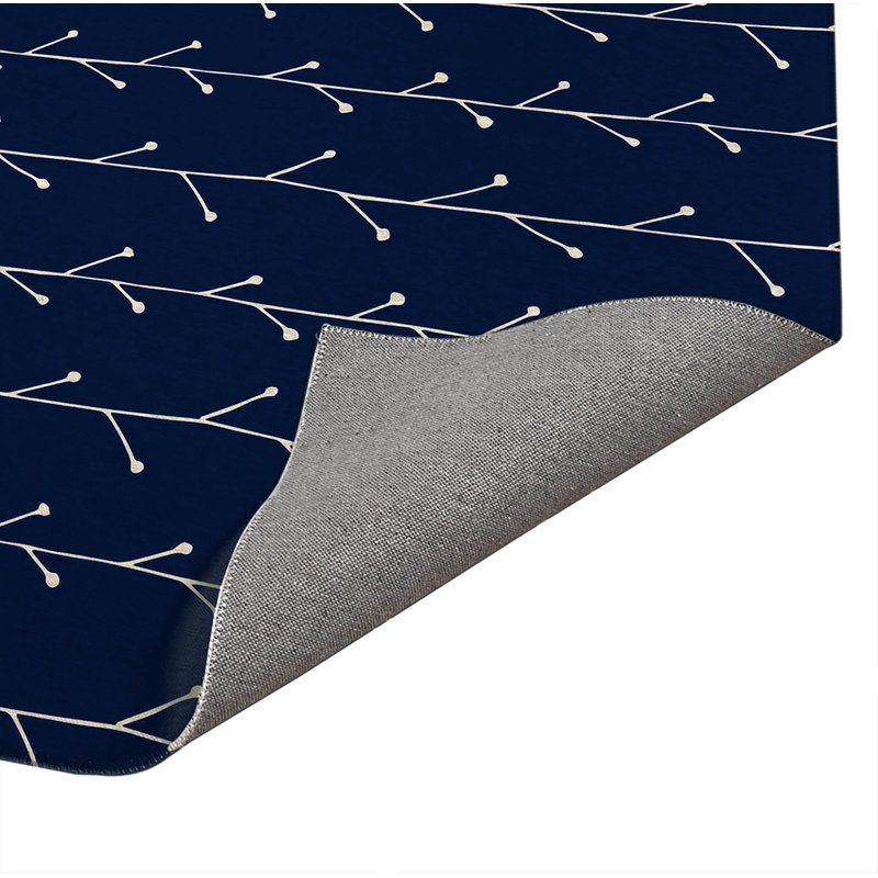 Tapis de cuisine à profil bas Vine Branch, Bleu marine foncé, Rectangle 5 pi x 7 pi