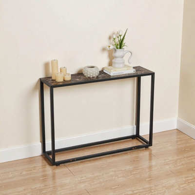 Industrial Narrow Console Table - Brown & Black, Space-Saving Entryway Solution