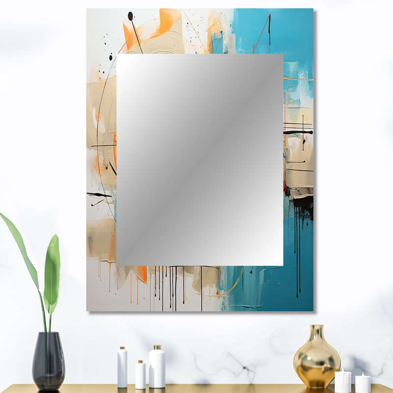 Abstract Chromatics III - miroir décoratif à collage abstrait, miroir mural moderne et contemporain, impression sur métal