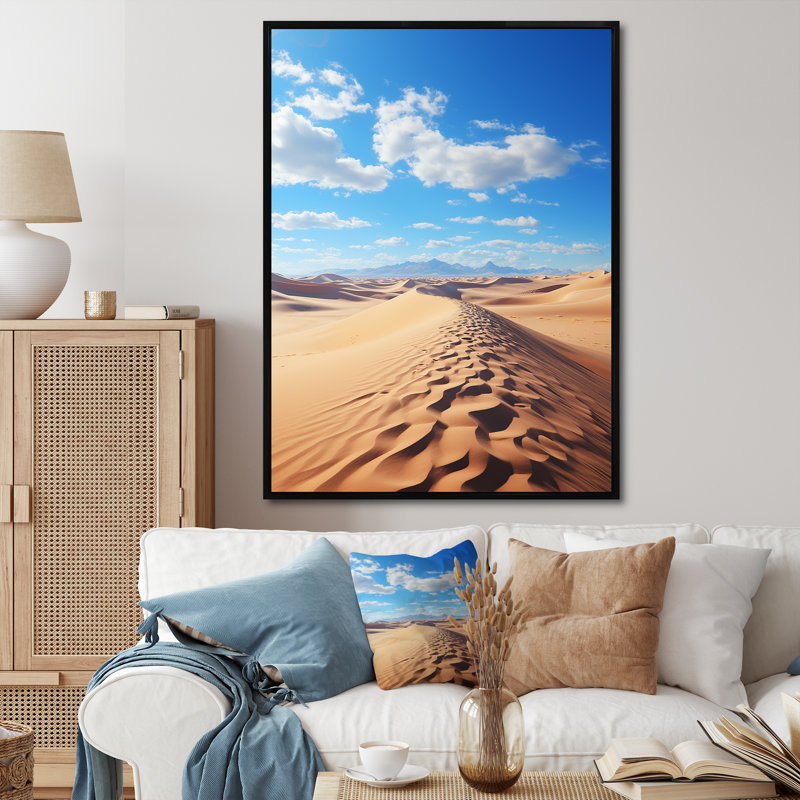 "Horizon panoramique des dunes du désert IV", Cadre flottant noir, H 40 po x l 30 po x P 1,5 po