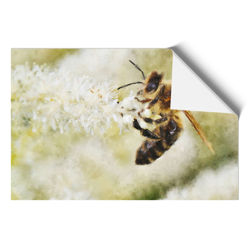 Bee Collecting Pollen Painting - Frameless Print, 42cm H x 59cm W x 0.1cm D