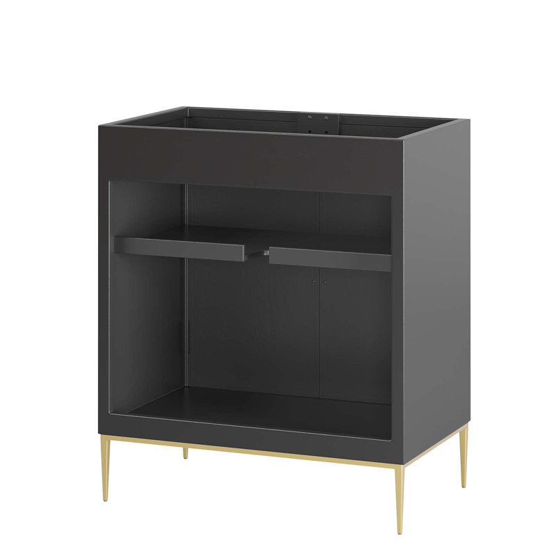 Awaken Black and Gold 30" Modern Bathroom Vanity Cabinet