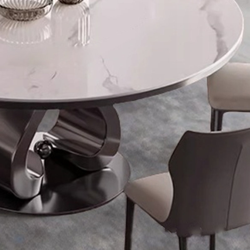 Table et chaise ronde moderne et simple de luxe, H 29,5 po x L 53,1 po x l 53,1 po , Blanc