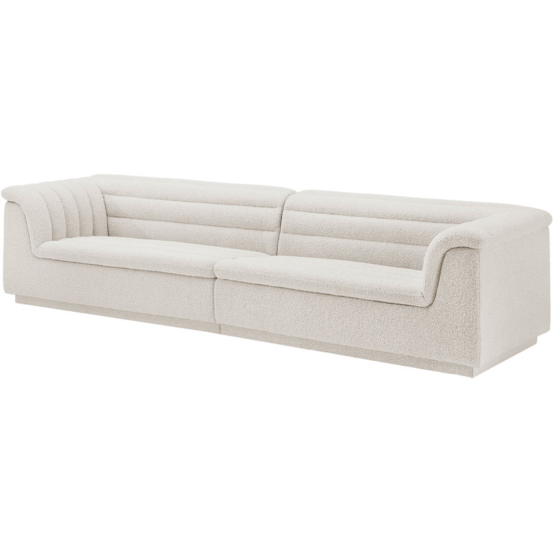 Huzaifah 118'' Upholstered Sofa, Cream Boucle Fabric