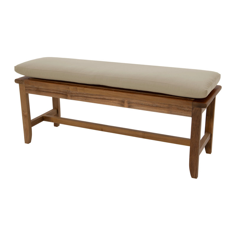 Jamshida Outdoor Teak Bench, 18" H x 50" W x 50" D, Antique Beige