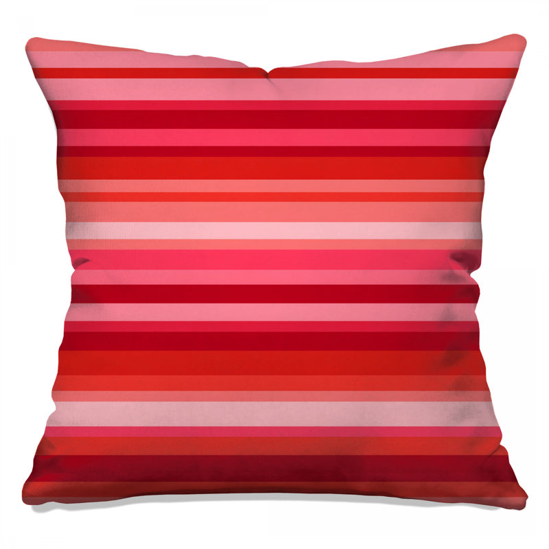 Red Stripes Throw Pillow, Pattern Double Sided Pillows, 14 x 14 inches