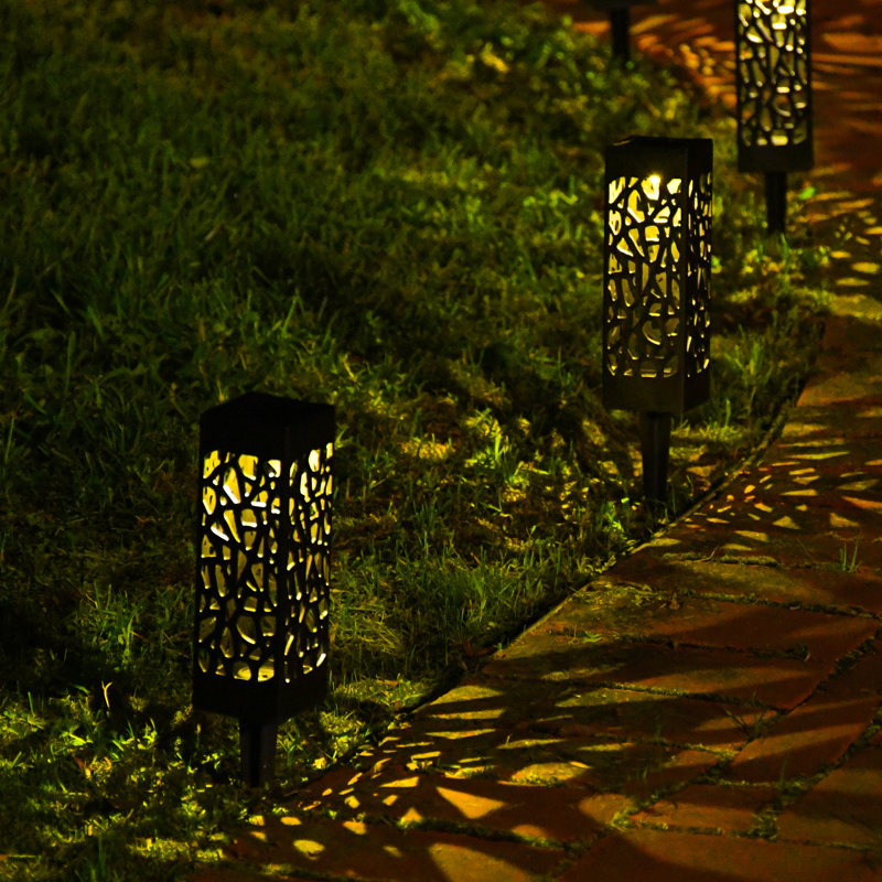 Black Solar Powered LED Pathway and Tabletop Lights Set of 4