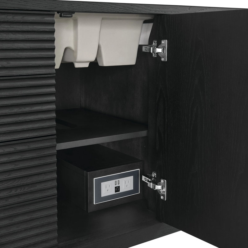 Myrrin 48'' W Single Vanity, Carbon Oak, Phantome Eclos, 8" Widespread