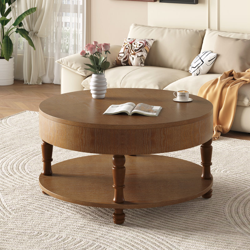 Table basse avec rangement double pour le salon, Noyer brun