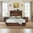 Bilal 51.2" Queen Size Bed Frame with Storage LED Bookcase Headboard&4 Storage Drawers,Brown-177877561-184046699