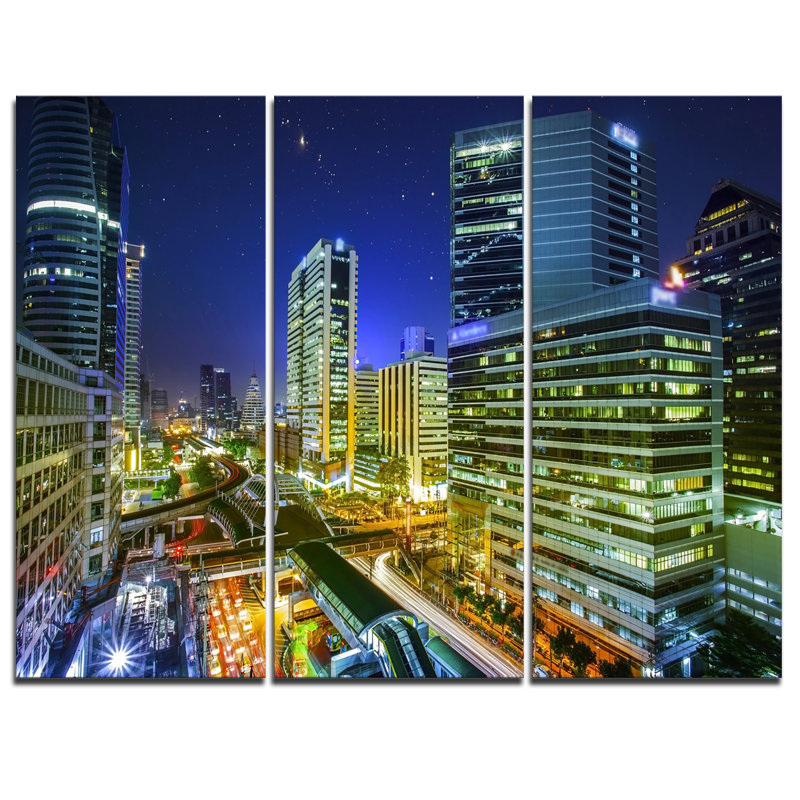 « bangkok city view cityscape-3 », ensemble de 3 impressions sur toiles tendues