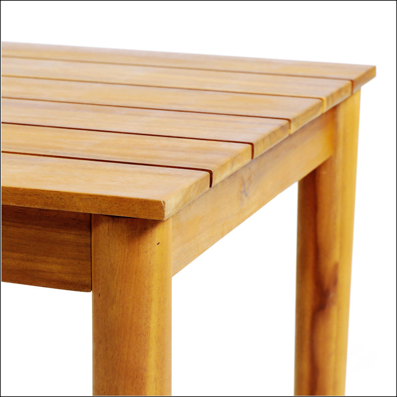 Gavin Acacia Wood Side Table With Rustic Design And Slat Top For Outdoor Spaces, Durable And Stylish