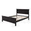 Lit plateforme en bois de style Mid-Century, cadre de lit de style campagnard avec tête de lit et support à lattes de bois, aucun sommier nécessaire, grand-133410375-133410377