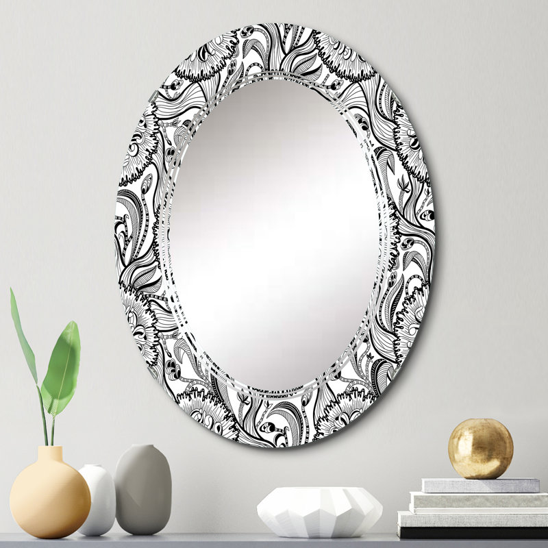 Monochrome Shapes III - Miroir mural à motif ovale, 30 po x 20 po