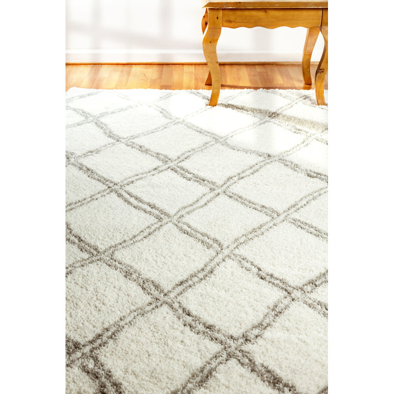 Tapis blanc / argenté Tryon, Rectangulaire 7 pi 5 po x 10 pi 6 po