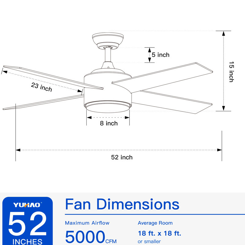 Ventilateur de plafond 51,96, Noir mat