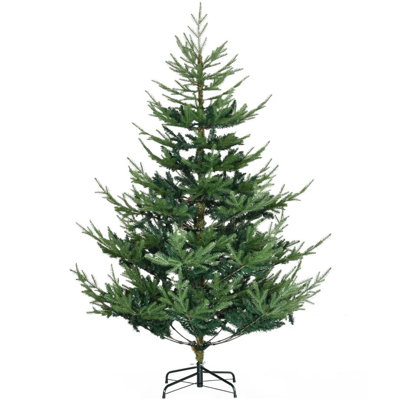 Arbre de Noël artificiel pin vert non éclairé 6 pi avec 795 extrémités de branches, branches de pin nordiques moulées, branches articulées à ouverture automatique, base en métal pliable