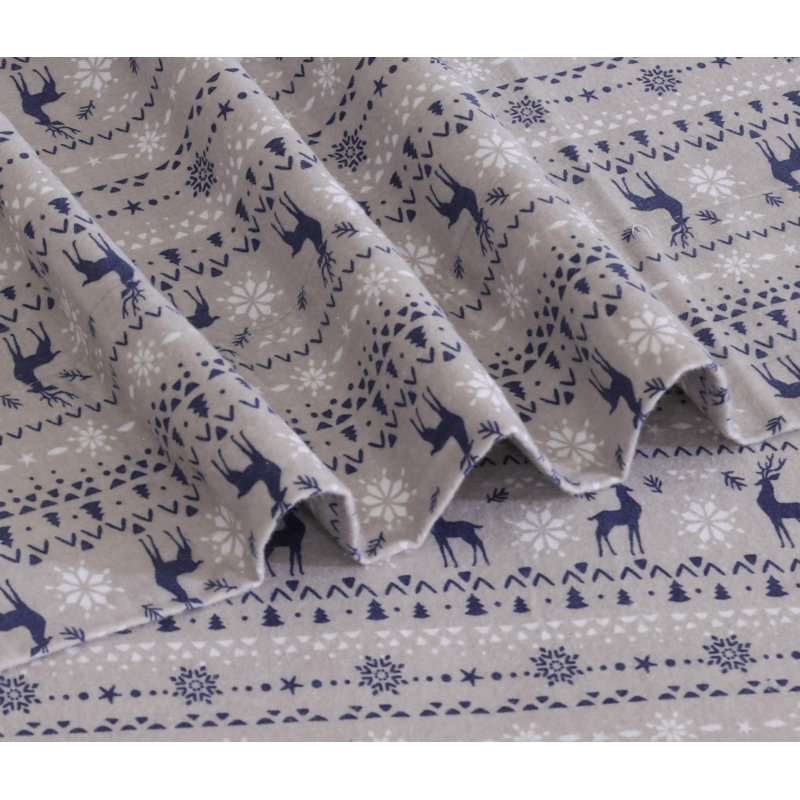 Ensemble de draps 100% flanelle 4 pièces, Ensemble de draps pour très grand lit avec 4 piè, Tapisserie cerf / imprimé animal