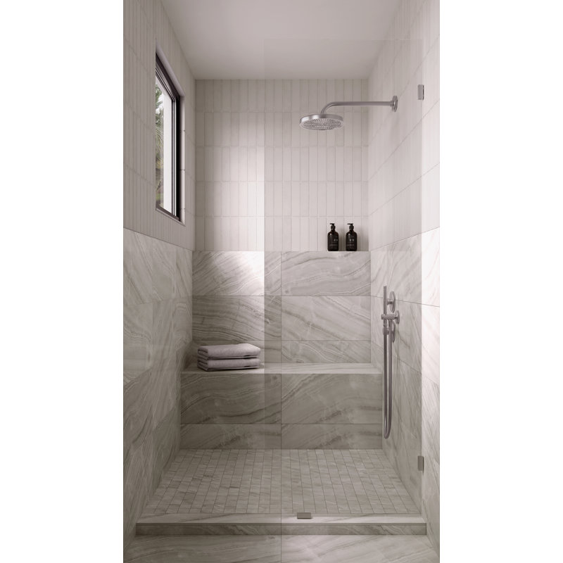 Gemma 12" x 12" Polished Porcelain Marble Look Wall & Floor Tile, Gray Onyx