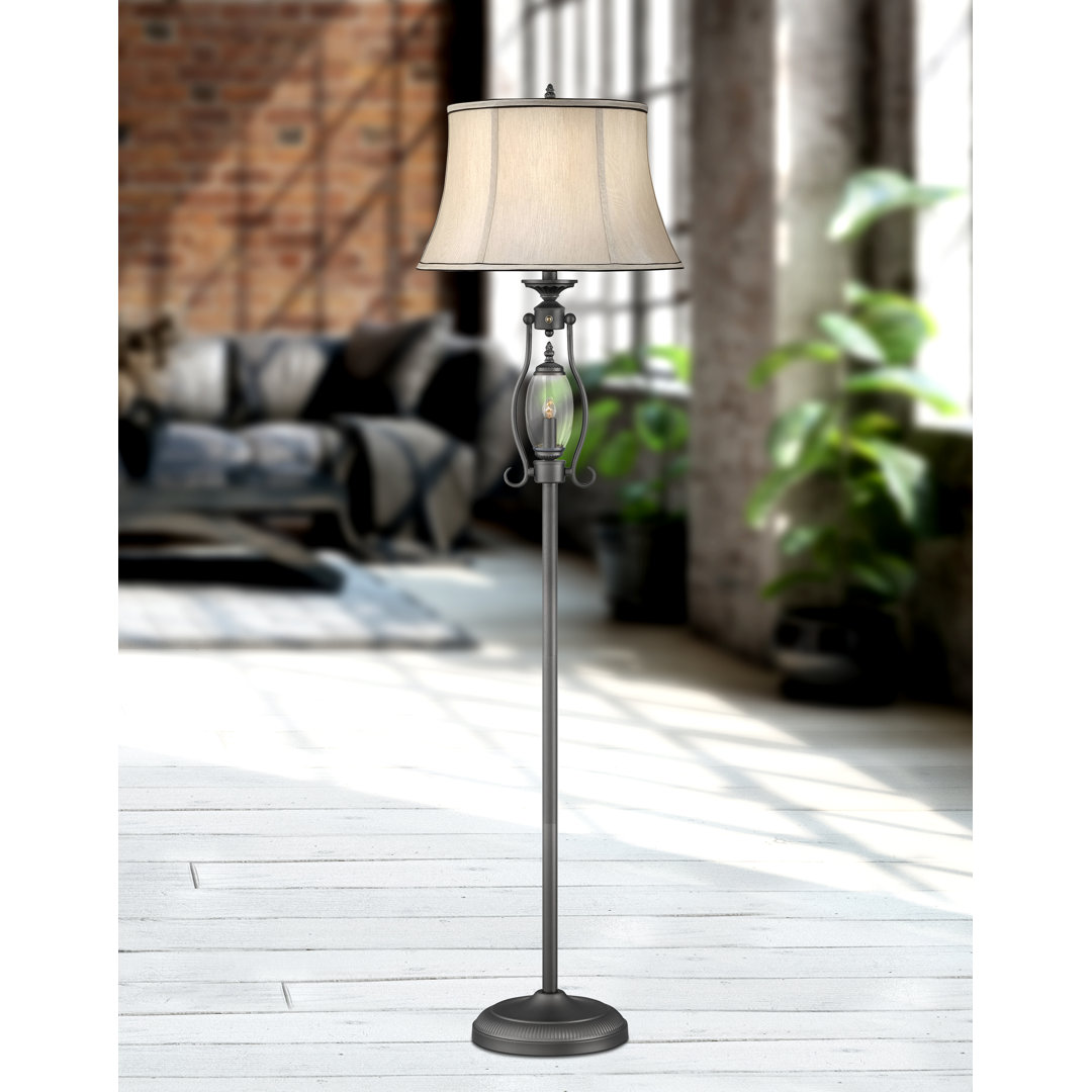 Revere Gunmetal Clear Floor 59" Gunmetal with Clear Glass Floor Lamp Medallion Lighting Base 