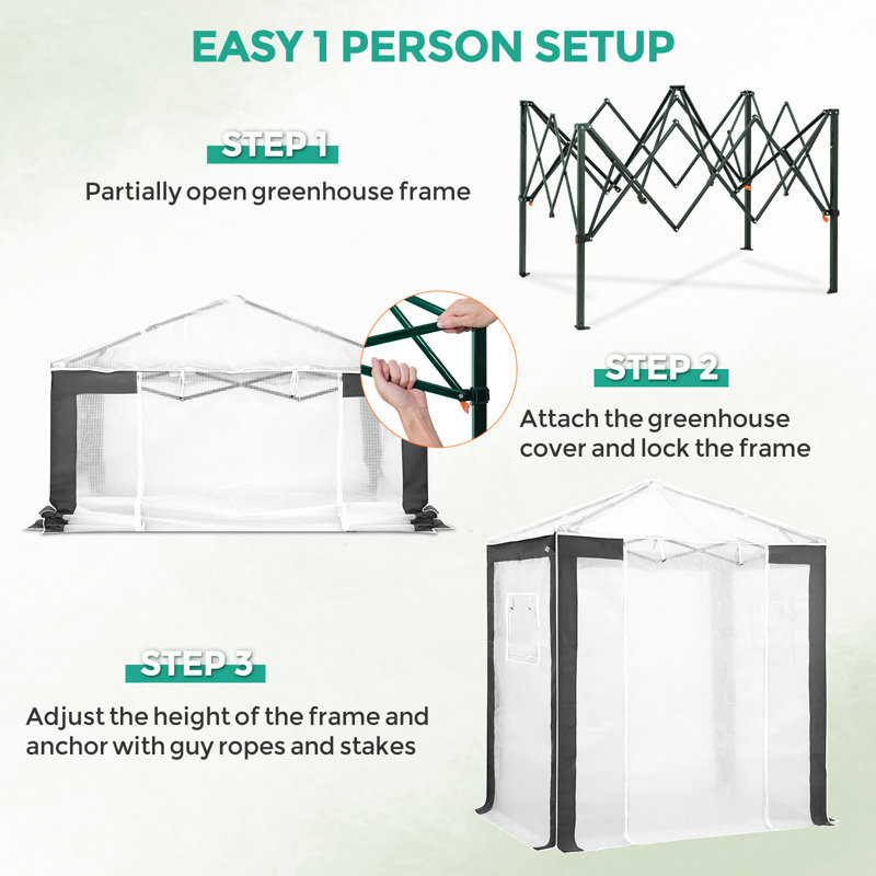 6 x 4 FT Outdoor Portable Walk-In Hobby Greenhouse, Flower House, Gray
