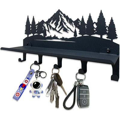 Porte-clés mural, porte-clés décoratif en métal avec 5 crochets pour sacs, porte d'entrée de cuisine, bureau 2 en 1