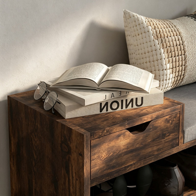 5 Pair Shoe Storage Bench, Brown