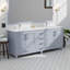 Meuble-lavabo double gris foncé 84 po X P 22 po P, plateau en quartz blanc et Miroirs