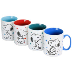 Peanuts Gentle Reminders 4-Pack 21oz Snoopy Stoneware Camper Mug Set