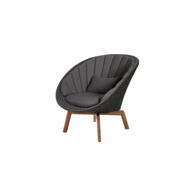 Peacock Papasan Chair with Teak Legs, Dark Green, Dark Gray