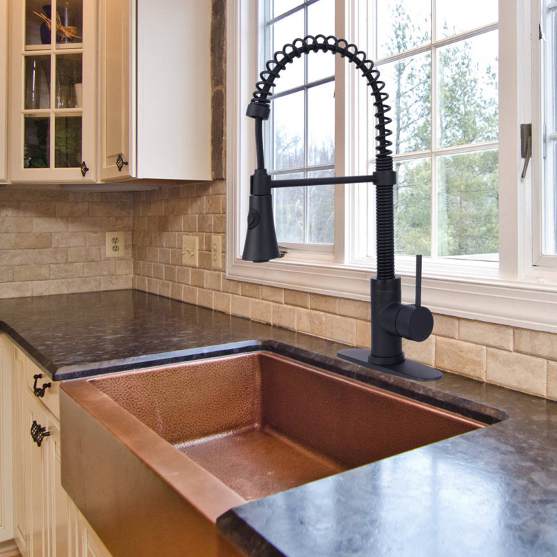Akicon Pull Down Kitchen Faucet, Matte Black