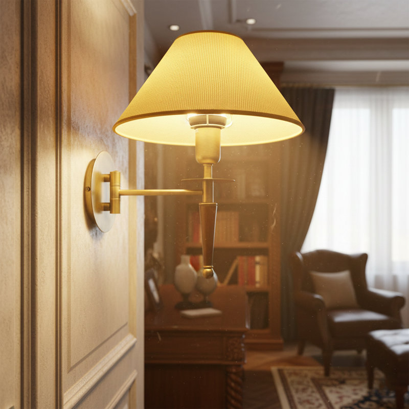 Lampe murale moderne moderne, corps en métal, 11,0 x 7,9 x 9,4 pouces | 1 x culot E27 de 40 W maximum | Design scandinave glamour élégant avec capuchon en tissu, parfait pour l'éclairage de salon, de chambre à coucher et de couloir
