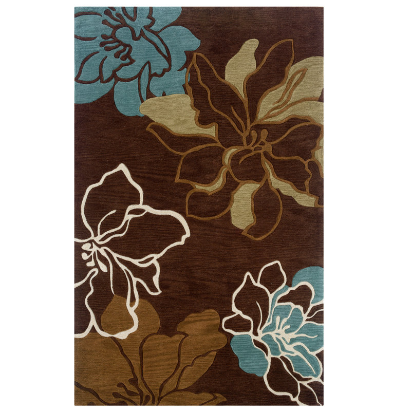 Motif de fleurs capitonnées à la main, Rectangle 8 pi x 10 pi