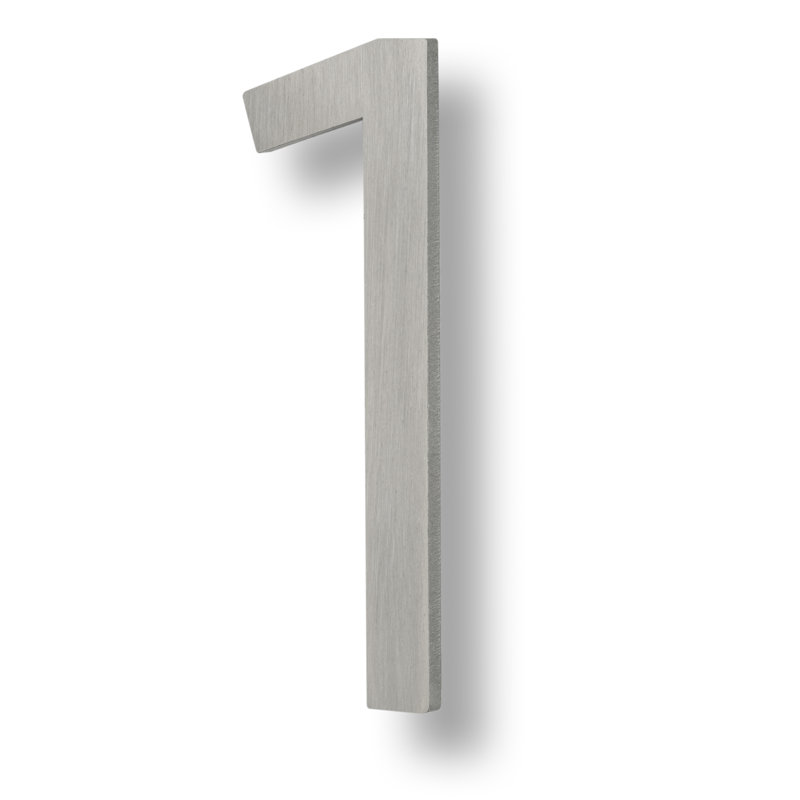 Numéro de maison flottante, 6 po, Aluminium brossé, 1