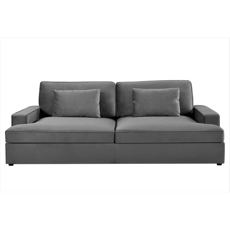 Canapé en velours 94,49 po Fedosia, Velours gris
