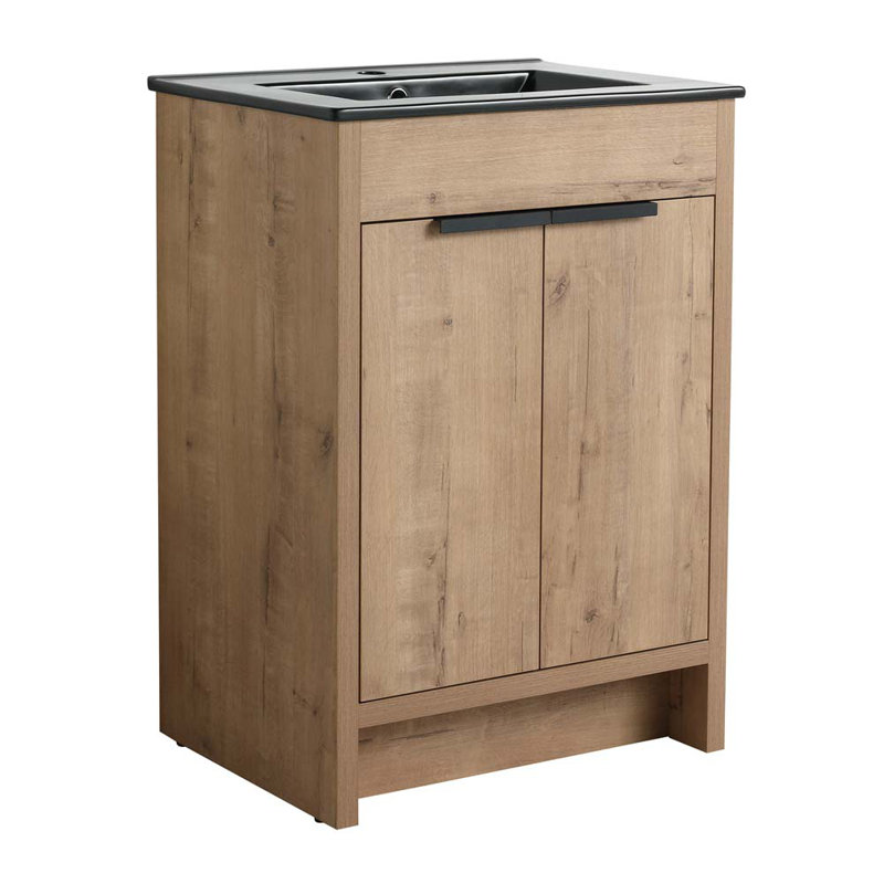 Base de meuble-lavabo simple 24 po seulement, Imitation chêne