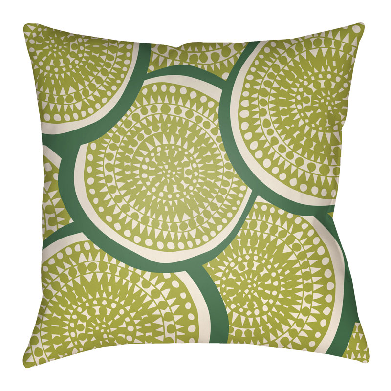 Litchfield Summerville Geometric Outdoor Reversible Throw Pillow, 26" H x 26" W 1" D, Navy Blue/Ivory