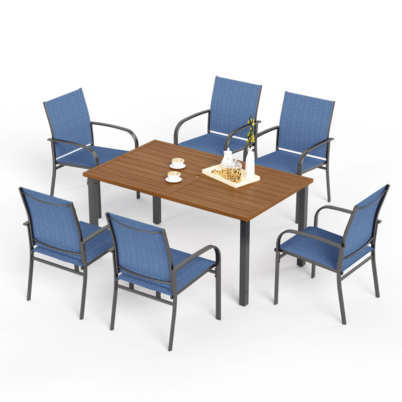 Sutiya Rectangular 7 - Piece 6 - Person 152.4Cm Outdoor Table Set