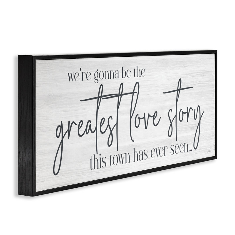 «Greatest Love Story Message», estampe numérique, conception de Susie Boyer, H 13 po x l 30 po, Giclée encadrée noir minuit