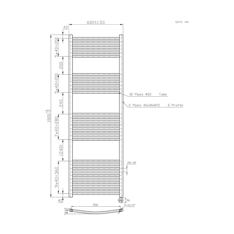 Curved Towel Rail Heated Towel Rails