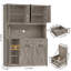 Garde-manger 70,9 po avec tablette à micro-ondes et armoire à poubelle à pousser, chien à l'épreuve des chiens-944438813