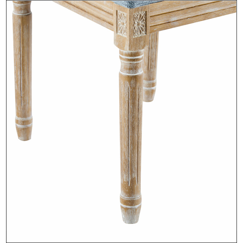 Ensemble de 2 chaises de salle à manger de style champêtre français avec dossier élégant en canne, sièges rembourrés, pieds cannelés, finition rustique et structure en bois d'hévéa massif pour la cuisine et les salles à manger rétro