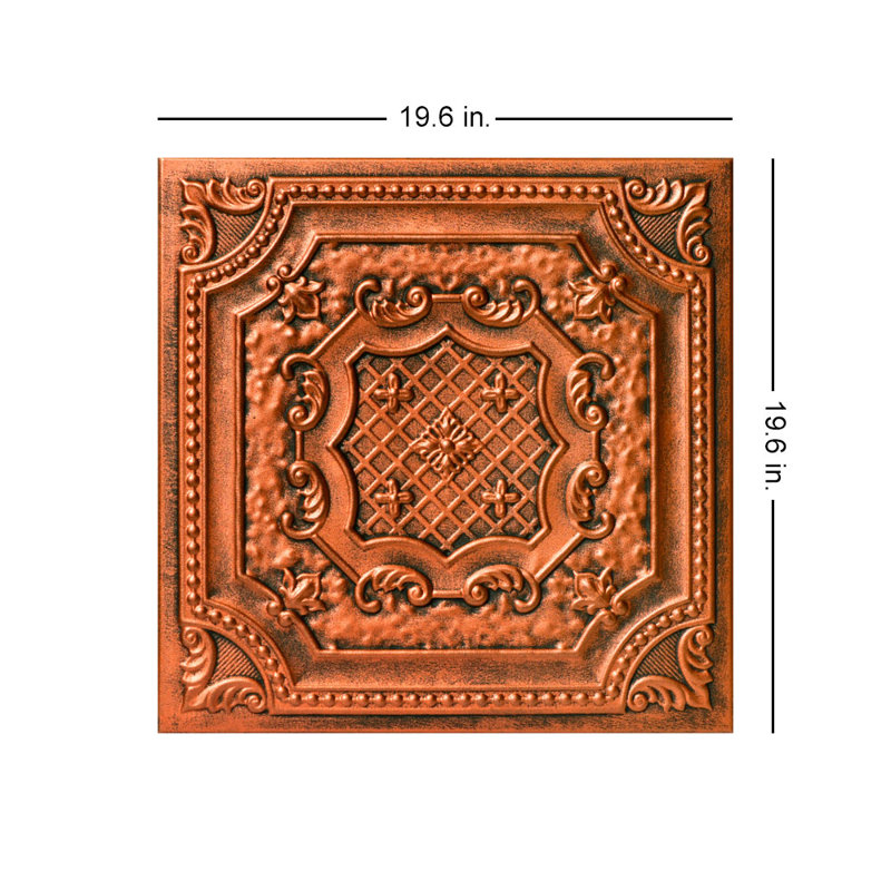 Bijou And Bee Bee x 1,6 pi Carreau de plafond en polystyrène à coller, Cuivre antique