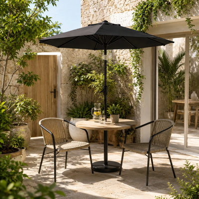 Parasol de patio 10 pi, parasol de jardin extérieur, parasol avec mécanisme d'inclinaison à bouton-poussoir et mécanisme à manivelle pour jardin, terrasse, piscine et cour arrière, sans base de parasol, gris