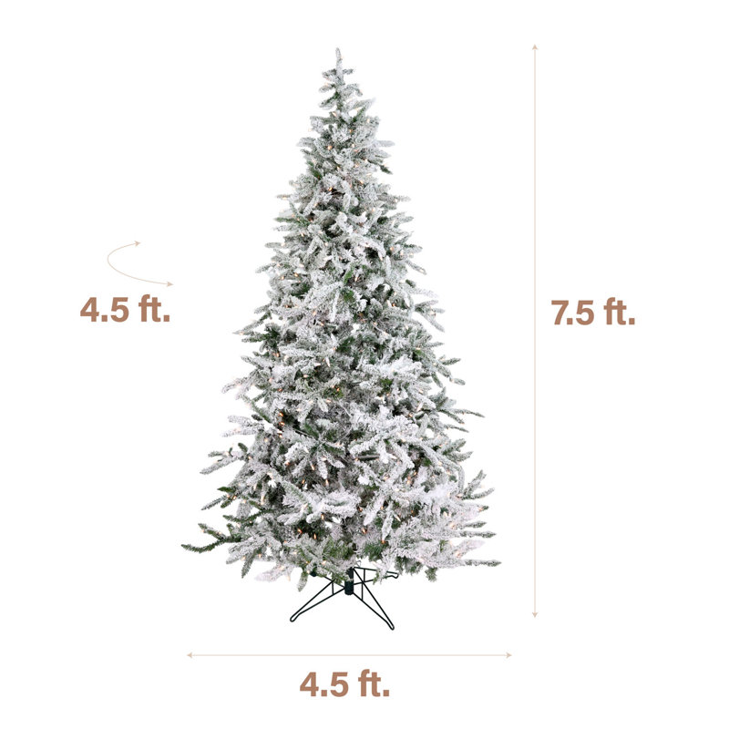 Fraser Hill Farm 10-Ft. Flocked Mountain Pine Christmas Tree With Smart String Lighting, FFMP010-3SN, 7.5' H