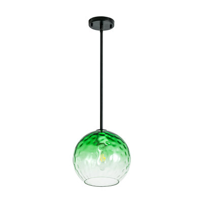 1-Light Green Ripple Glass Pendant Light